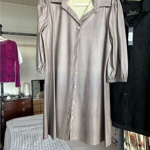 Metallic Button-Up Long Coat